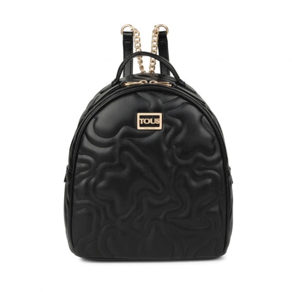 Tous Black Quilted Backpack with Gold Accents